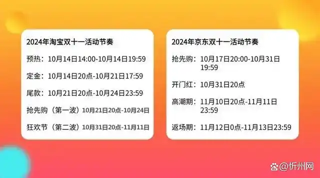 天猫京东双十一活动时间表2024_双十一红包口令2024_京东双十一活动时间表