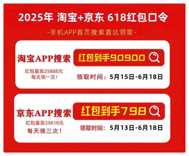  618统一周期双爆发节点 _天猫618惊喜红包_2025年淘宝京东618活动 