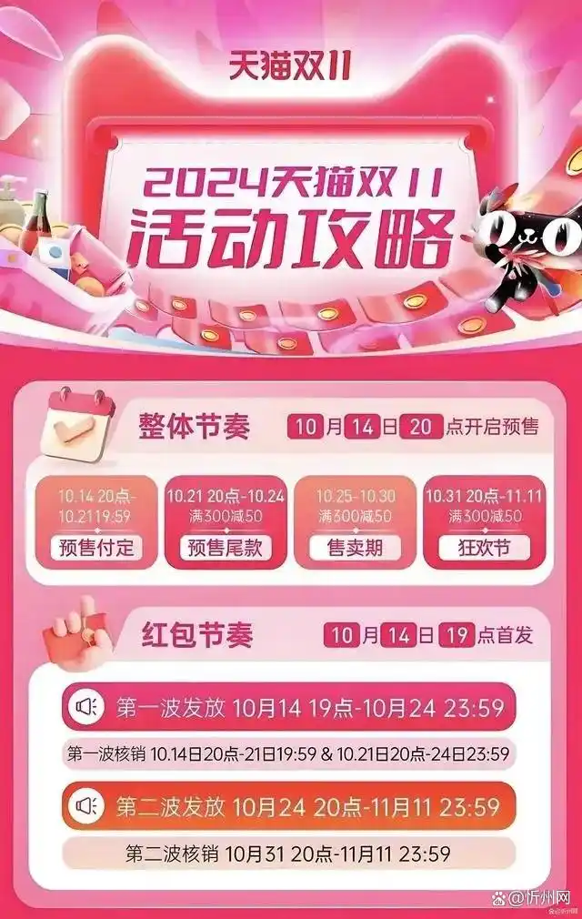 淘宝天猫京东双十一满减优惠规则_淘宝双十一活动_2024年双十一活动时间安排及红包口令