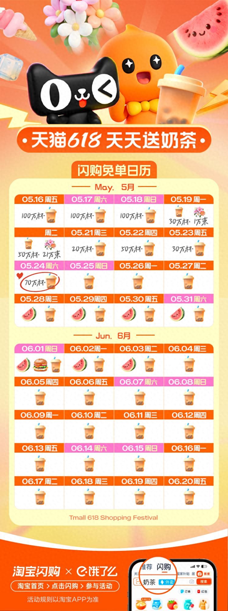 天猫618奶茶免单_天猫618超级红包_淘宝闪购免单活动