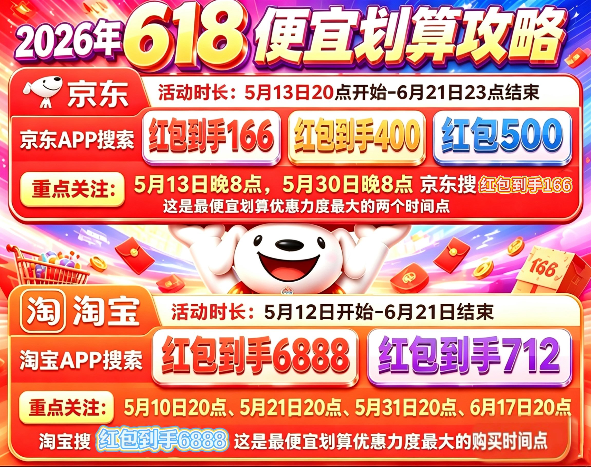 2026淘宝618抢先购攻略_淘宝618满减是多少_红包到手6888口令
