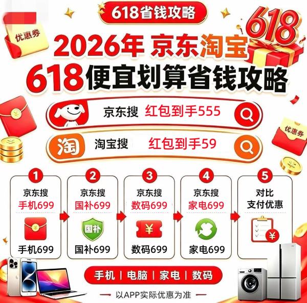 家电数码国补领取方法_2026年618开门红优惠攻略_淘宝618开门红