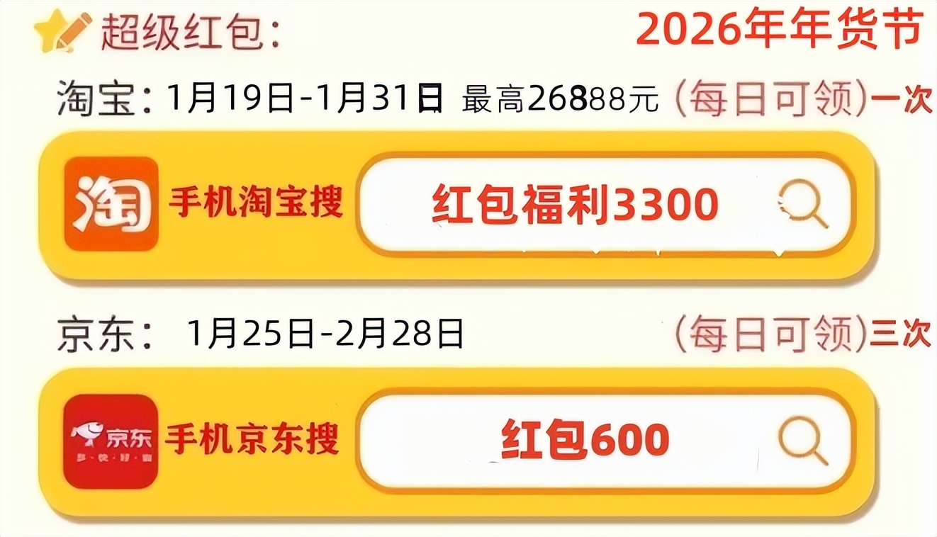 淘宝年货节红包口令_淘宝年货节满减规则_2026年京东年货节红包口令